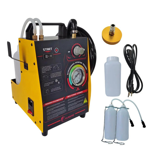 Electric Brake Fluid Bleeder Machine 110V for Easy Brake Fluid Exchange With Adjustable Pressure and One Adapter displayed.