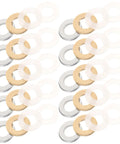 120 Piece M10 X 20 Flat Washer And Spacer Kit With Nylon, Brass, And White Zinc Plated Metal Spacers For Commercial Appliances And Industrial Use Heavy Duty Easy To Install. Visible washers and spacers arranged in rows.