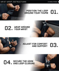 Instructions for using Competition Grade 18 Inch Weightlifting Wrist Wraps With Heavy Duty Thumb Loop For Powerlifting And Strength Training Built For Pros IPF Approved Wrist Support For Bodybuilding Black.