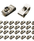 Thirty Pack 1/4 20 Stainless Steel Clip On U Nuts heavy duty fasteners with thread grip for automotive and metal jobs.