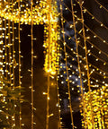 300 LED Curtain String Lights With Remote Control, Warm White Indoor Outdoor Decor for Holidays and Events, 8 Lighting Modes, Plug In Backdrop