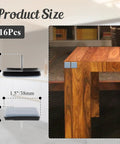 16 Pack Nail On Furniture Sliders 1.5 Inch Square Teflon Glides For Chairs And Furniture No Squeak Floor Protectors For Carpeted Floors Easy Glide Cupboard Moves Gray Black shown on wooden table legs.