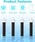 Replacement Mouthpiece Kit For Water Bottles Compatible With Insulated Filtered Water Bottles Includes 3 Silicone Mouthpieces And 4 Filter Cartridges Easy Swap Bottle Parts Upgrade Food Grade Silicone displaying filter cartridges with product features.