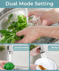 Hands washing greens and rinsing a bowl with Smooth Operator Pull Down Kitchen Faucet With Brushed Nickel Finish.