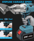 Sumumtor Brushless Cordless Metal Shears With Two 4.0Ah Batteries, 14Ga Steel Cutter, 360 Degree Rotating Head, High Torque Power Tool For Stainless Steel Iron Leather And Carpet Cutting At Home showing stepless variable speed feature.
