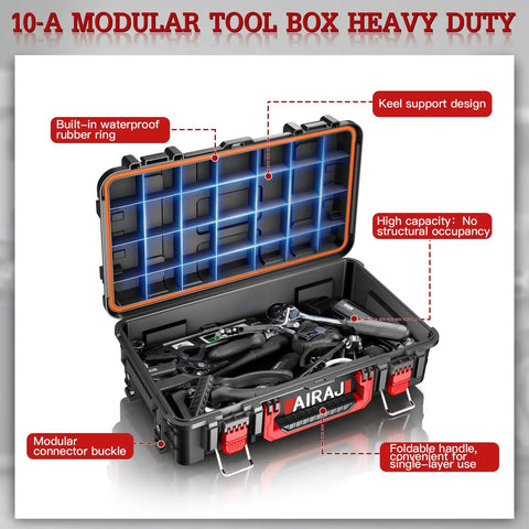 Heavy Duty Rolling Tool Box With Wheels, Stackable Organizing Rack, Ultra Resin Shell Built Like A Tank For Any Mean Crew Stash Always