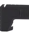 Top Shelf Table Saw Dust Collection Adapter With Dead Simple Snap On Hook Mount and Rock Solid Seal for Dwe7485 Saw side view showing durable black resin material.