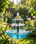 Solar Powered Hanging Bird Bath Fountain For Outdoor Gardens And Patios, Eco Friendly Water Cascade with Flowing Water