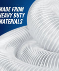 Heavy PVC 4 Inch By 50 Foot Clear Dust Collection Hose With Flexible Debris And Fume Flow, stainless steel clamps