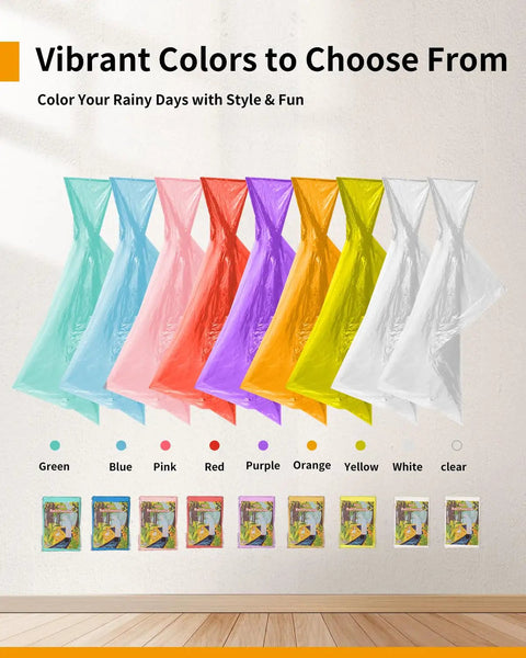 Durable Family Rain Ponchos For Kids And Adults With Drawstring Hood Waterproof Lightweight Breathable Clear And Assorted Colors Ideal Emergency Rain Gear For Travel Theme Parks And Outdoor Adventures in various colors