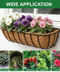Two Pack 24 Inch Coconut Liners For Planters Trough Coco Liners For Window Boxes with flowers in a metal basket