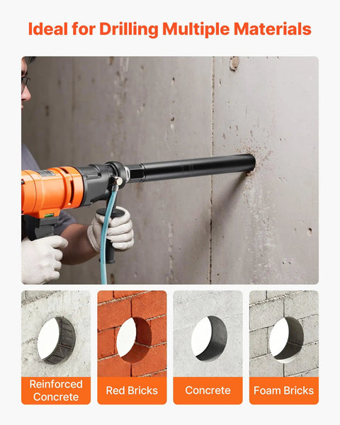 Pro Grade Wet Diamond Core Drill Bit Set For Concrete And Masonry, 6 Piece drilling into reinforced concrete