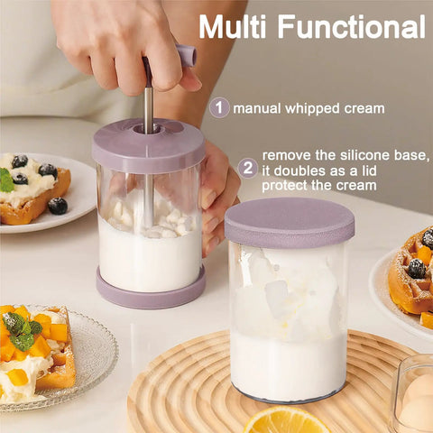 Handheld Manual Whipping Cream Dispenser No Battery Needed For Quick Whipped Cream In 60 Seconds Non Slip Silicone Base