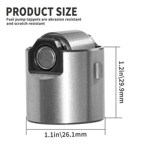 Replacement Beefed Up High Pressure Fuel Pump Cam Follower Kit dimensions shown for 2.0L-3.6L GM engines
