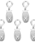 Five Pack Stainless Steel Cable Pulleys With Bearings For Wire And Track Rigging Pro Grade Heavy Duty Lifting Wheel Kit M15 Size Durable Trolley Roller For Home Utility And DIY Projects, 5-piece set