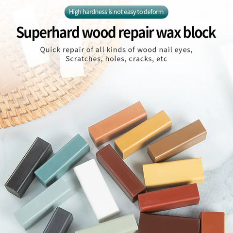 Wax Repair Stick For Quick Fix On Wood Floors And Furniture Scratches, 11 Colors, Heat Activation, showing multi-color wax blocks