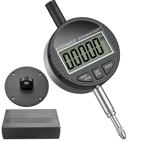 Electronic Digital Dial Indicator Gauge Pro Grade With Inch And Metric Measurement, Range 0 To 12.7 mm And 0 To 0.5 Inch, LCD screen visible.