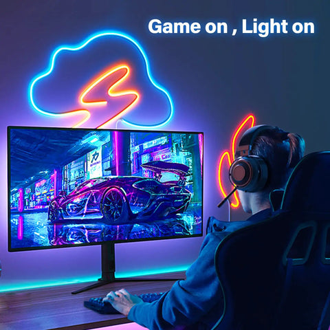 RGBIC Neon Rope Lights 16.4ft With Music Sync Dope Gaming Mood Lighting DIY Color Strip For Bedroom And Living Room Alexa And Google Assistant Compatible Flexible Installation And Dynamic Multi Color LED