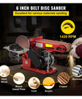 Heavy Duty 375W Bench Belt And Disc Sander Combo For Woodworking Projects, 6 inch sanding various materials, 1420 RPM.