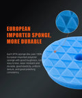 Close-up of blue foam pad from 5 Pc 5 Inch Orbital Polisher Pads Set With 1 Microfiber Buffing Pad For Car Detailing.