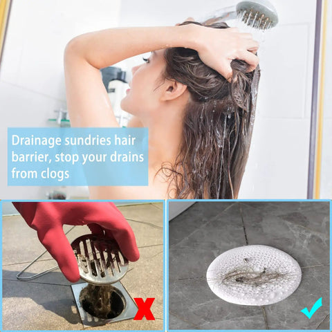Top Shelf 2 Pack Heavy Duty Silicone Drain Hair Catcher Featuring Rock Solid Suction Cups Sticks Like Glue stops hair clogs in shower.