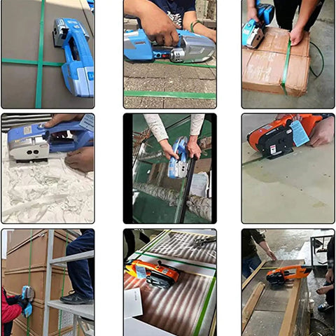 Upgrade Your Shipping Game With This Portable Electric Strapping Machine. Electric strapper in use on packages and materials.