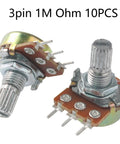 10Pcs Potentiometer 1M Ohm Variable Resistors 3 Pin 15mm Shaft Linear Potentiometers for audio and DIY projects