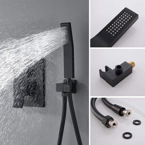 12 Inch Shower System With High Pressure Rainfall Shower Head, Flexible Handheld Shower, Durable Bathtub Faucet Trim Kit