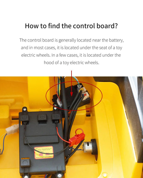 Control board location for 2.4GHz Bluetooth Remote Control For Kids Ride On Cars 12V Electric SUVs And Trucks