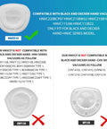 Compatibility chart for HNVCF10 Vacuum Filter For Black And Decker Hand Vacuums, 6 Pack, highlighting fitting and non-fitting models.