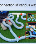 Soft Infiltration Perforated Drainage Pipe For Underground Landscaping And Water Management shown in various connections on grass