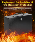 Fireproof Document Safe Box With Key Lock Water And Fire Resistant Storage Chest for Documents Jewelry Passport Cash Black