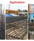 Construction site with steel reinforcement bars and workers using AOXHUGB Portable Electric Rebar Bender And Steel Bar Cutter.