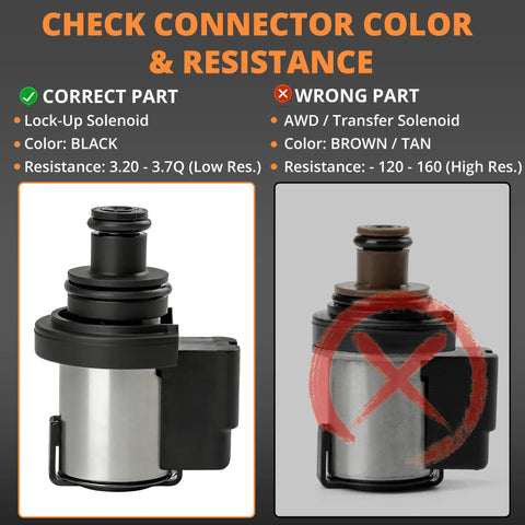 Torque Converter Lock Up Solenoid 3.2-3.7 Ohm Control Valve For Subaru CVT Tr580 Tr690 Replacement Fits Crosstrek Forester Impreza Legacy Outback Direct OEM Replacement 31706AA140 Compatible black lock-up solenoid