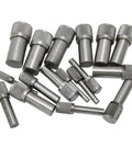 Various steel dies for Pro Grade Steel Disc Cutter Set For Jewelry Making With Round Pendant Punch Tool and Flat Bottom.