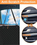Anti-scratch protection comparison showing Built Like A Tank Dog Car Seat Cover For Tesla Cybertruck 2024 and newer, durable design.