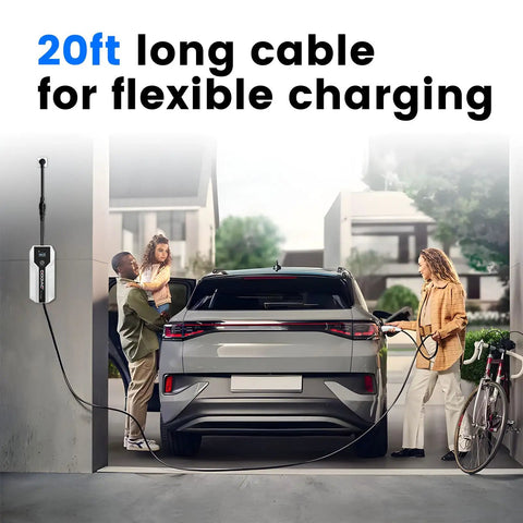 Portable J1772 EV Charger With 20Ft Cable For Level 1 And Level 2 Charging ETL Certified in use charging an electric vehicle