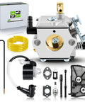 Carburetor Tune Up Kit For Stihl 028 028AV 028 Super Chainsaw With Tillotson HU40 WT16B Replacement DIY Friendly Includes Ignition Coil Spark Plug Air Filter Fuel Lines Gaskets Fuel Filter And More components displayed