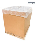 Pack Of 25 Clear Elastic Covers For 65 Inch Square Gaylord Boxes on a cardboard box for secure storage.