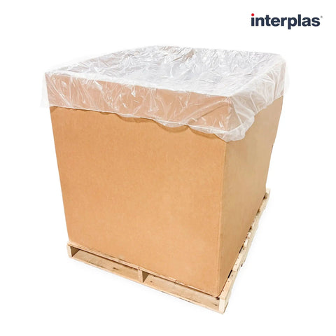 Pack Of 25 Clear Elastic Covers For 65 Inch Square Gaylord Boxes on a cardboard box for secure storage.