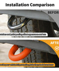 Ford Bronco Rear Bumper Tow Hook Covers 2 Pack Orange Rubber Sleeve Protectors comparison before and after installation