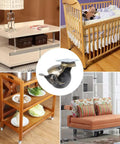 Top Shelf 4 Pack Heavy Duty Furniture Caster Wheels In Antique Brass With 360 Degree Swivel Tops, shown with furniture.