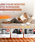 Comfortable woman reading in a sunlit bedroom, highlighting cozy warmth for winter without noise or delays.