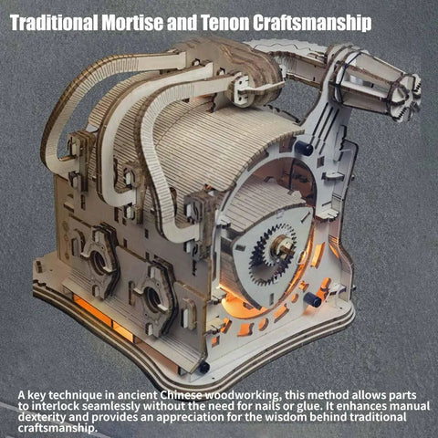 3D Wooden Rotary Engine Model Kit For Enthusiasts And Kids, Totally Cool Mechanical Engine Building Set With Realistic Moving Parts, Desktop Toy Ornament, Educational STEM Gift, 270 Pieces, wood model