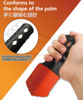 Backpacking Trowel With Grip Handle Cover Aluminum Camping Shovel With ergonomic PVC grip held in hand, orange multitool