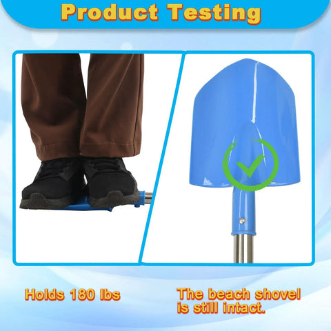 Heavy Duty Beach Shovel Three Piece Set With Thickened Metal Blade 29 Inch Portable Sand Shovel product testing image