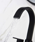 4 Inch Matte Black Bathroom Sink Faucet With Sleek Modern Arc Design, water flowing, solid brass build, easy install