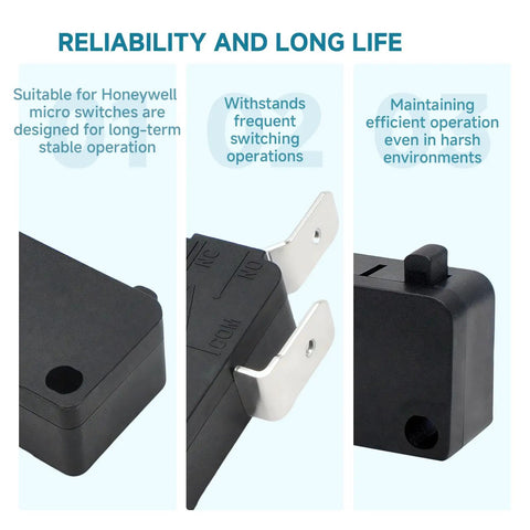 2 Pack Micro Switch With Pin Plunger Snap Action, 25A At 250VAC, Replacement For Home Appliances Reliability Features