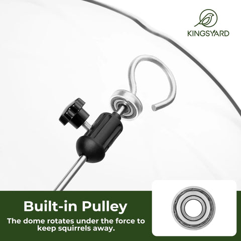 Built-in pulley mechanism of Large Platform Bird Feeder For Outdoor Hanging With Adjustable Dome Squirrel Proof Design