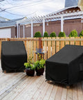 Heavy Duty Waterproof Patio Chair Covers For Rocking Chairs, Adirondack And Wicker, Universal Fit Up To 32W x 37D x 36H Inches, Black, 2 Pack